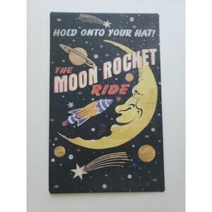 The Moon Rocket Ride 16x10 Rustic Retro Metal Signs (26881)